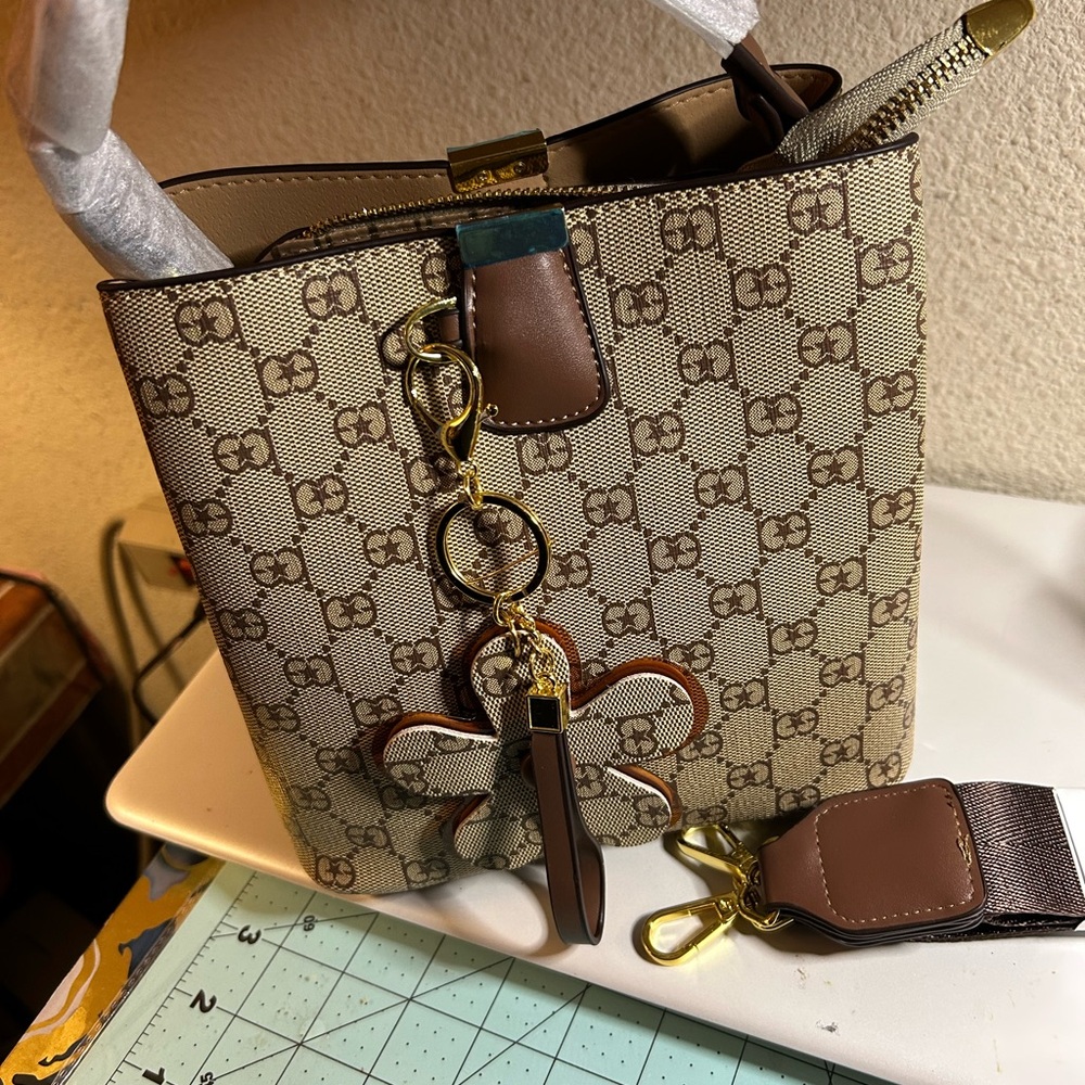 Designer Brown and Cream Patterned Women's Bag